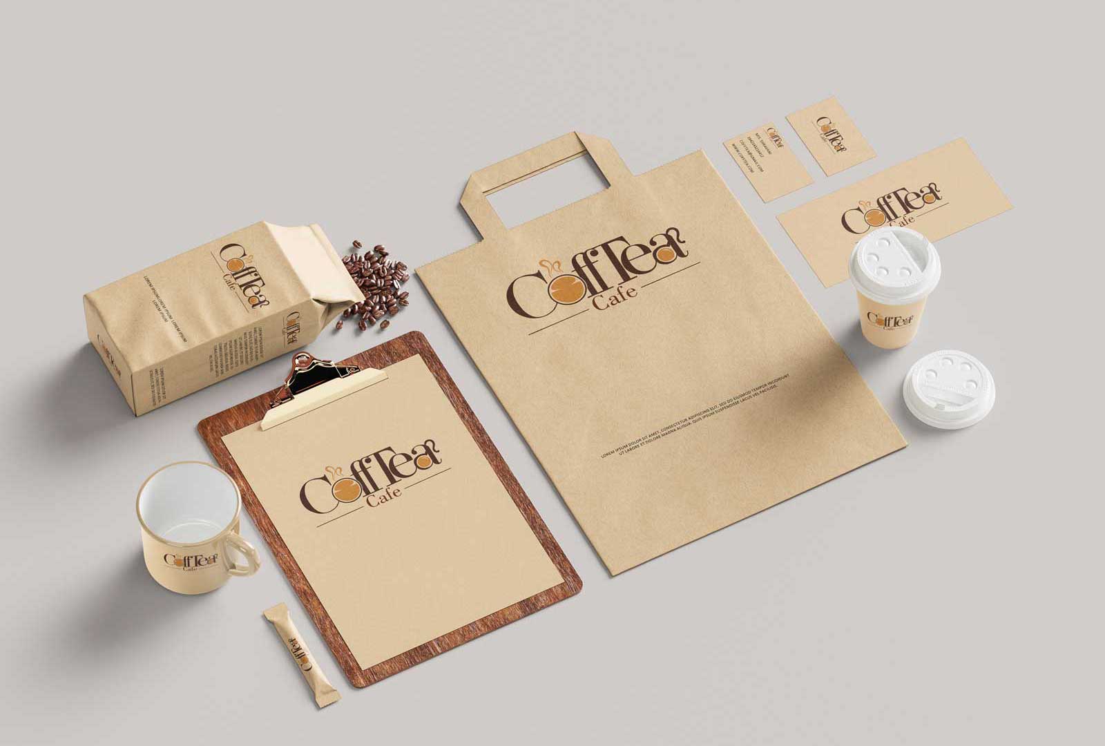 CoffTea Cafe Brand Stationery Mockup